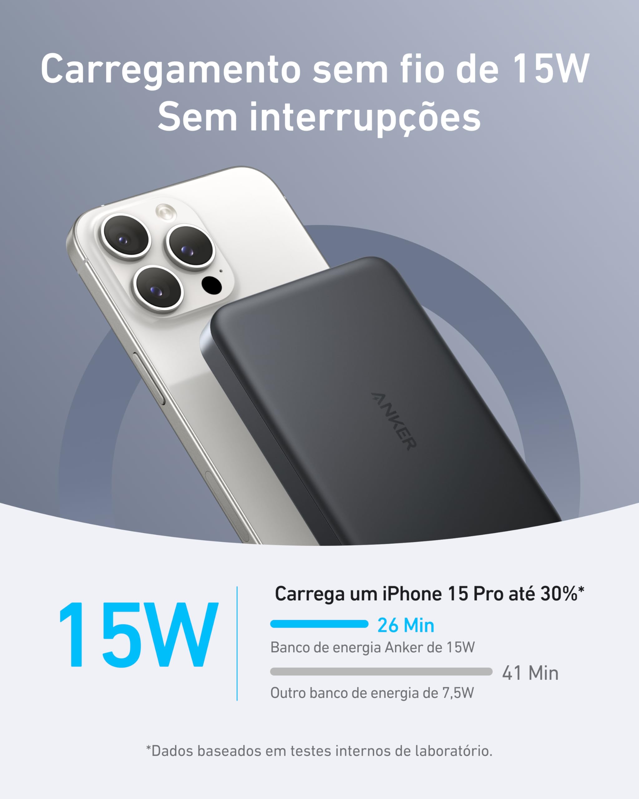 Anker MagGo Power Bank, Bateria Magnética Ultra Fina de 10.000mAh+